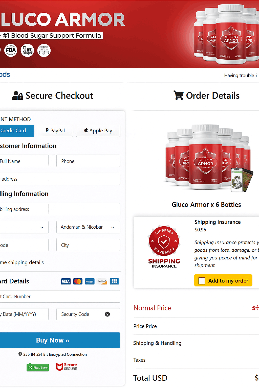 Gluco Armor- Secure Page